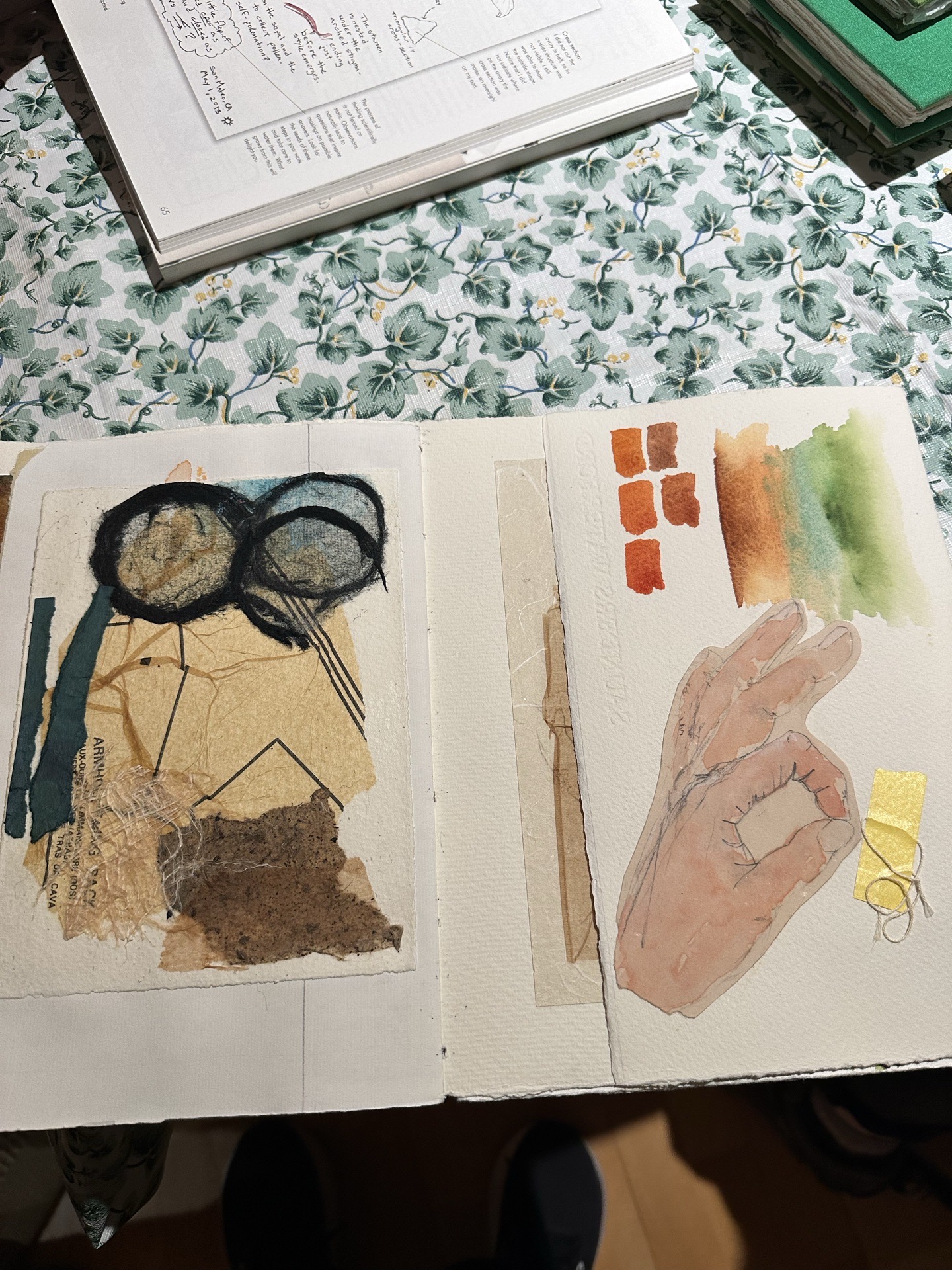 Nature watercolor painting in progress
